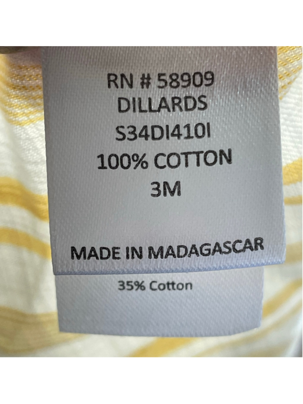 Edgehill Collection Baby Girl White Yellow Striped Dress & Bloomer 0-3 Months - Picture 5 of 8